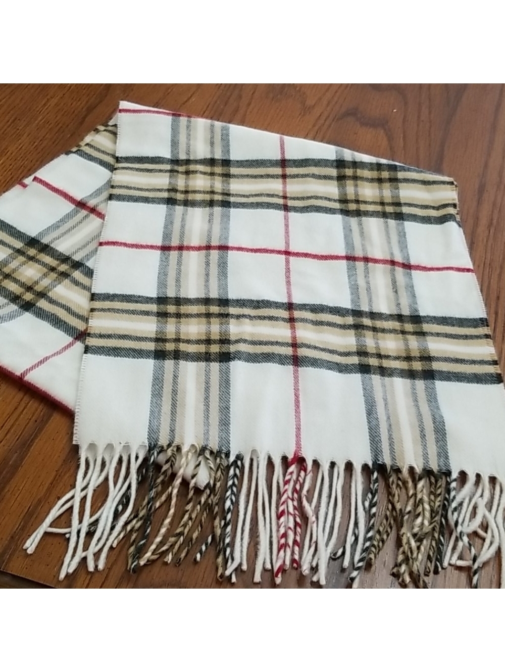 Croft & Barrow Women's Cream and Tan Plaid Scarf - Soft Acrylic, New